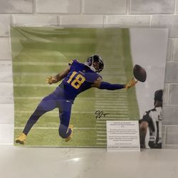 Justin Jefferson Signed Autograph 11x14 Photo Vikings Autographed ACA COA  