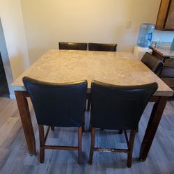 6 PIECE MARBLE/LIME STONE TABLE 