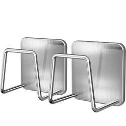 2Pcs Sponge Holder for Kitchen Sink Caddy, SUS304 Stainless Steel Strong Adhesive Dish Sponge Holder,Waterproof Rustproof Anti-Shedding Easy Installat