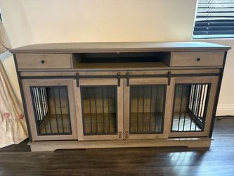 Large Wooden Dog Crate Furniture Console