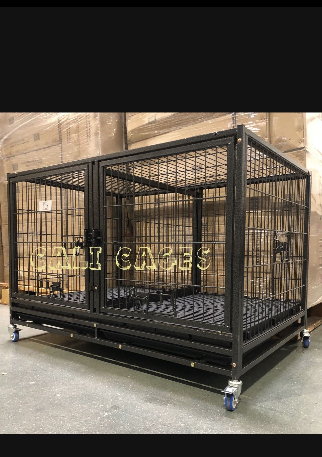 Dog Pet Cage Kennel Size 43 With Divider Plastic Floor Grid Tray