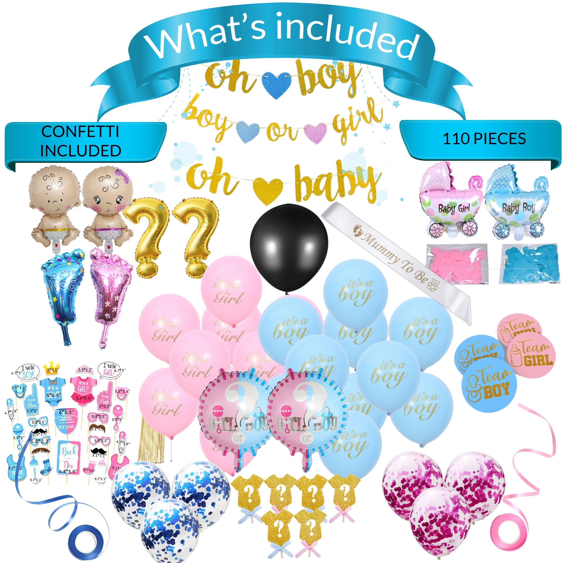 Gender Reveal Party Supplies Kit