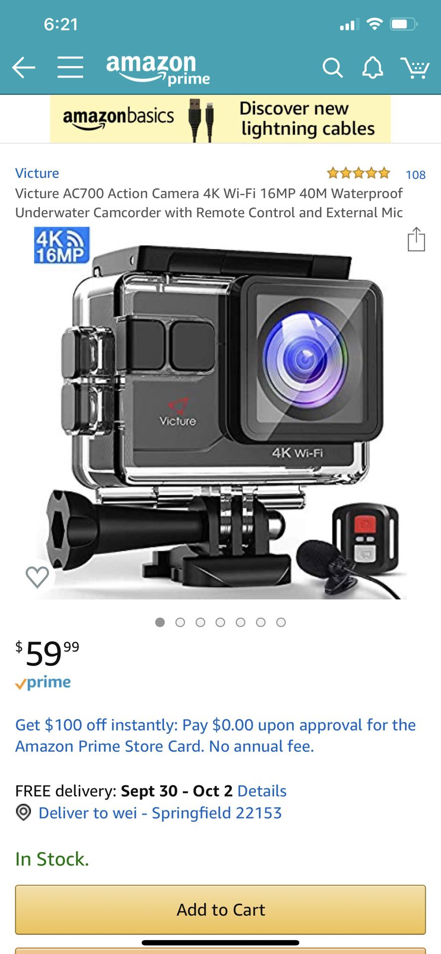 Victure AC700 Action Camera 4K Wi-Fi 16MP 40M Waterproof Underwater Camcorder with Remote Control and External Mic