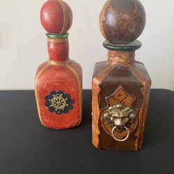 2 Authentic Spanish Leather Bottles. Very Well-maintained