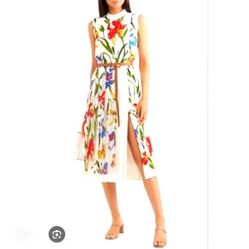 Tory Burch Designer Carine Paisley Floral Flower Sleeveless Dress Sz 0