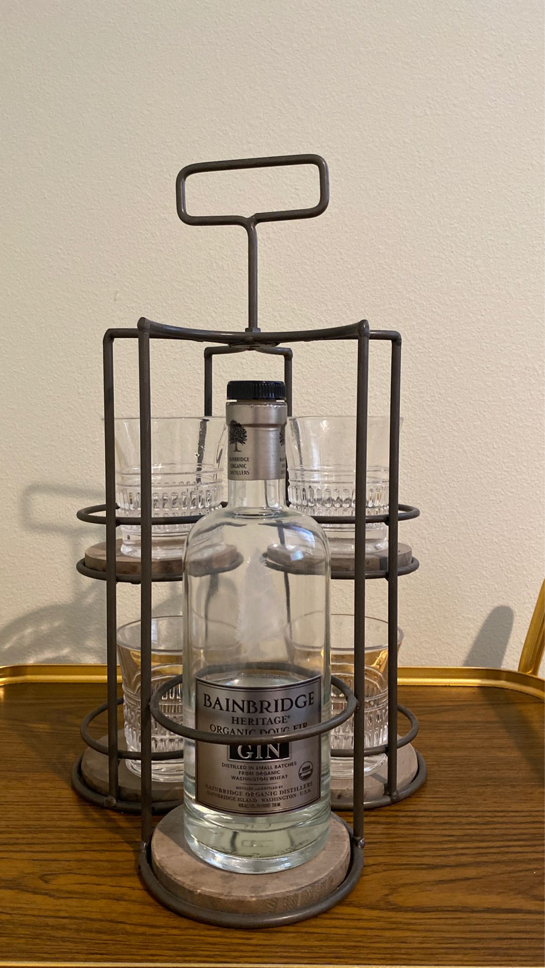 Antique Cocktail Glass & Bottle Holder