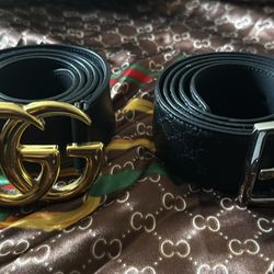 GG Marmont Wide Belt and Gucci Belt (Size 34) Microguccissima”