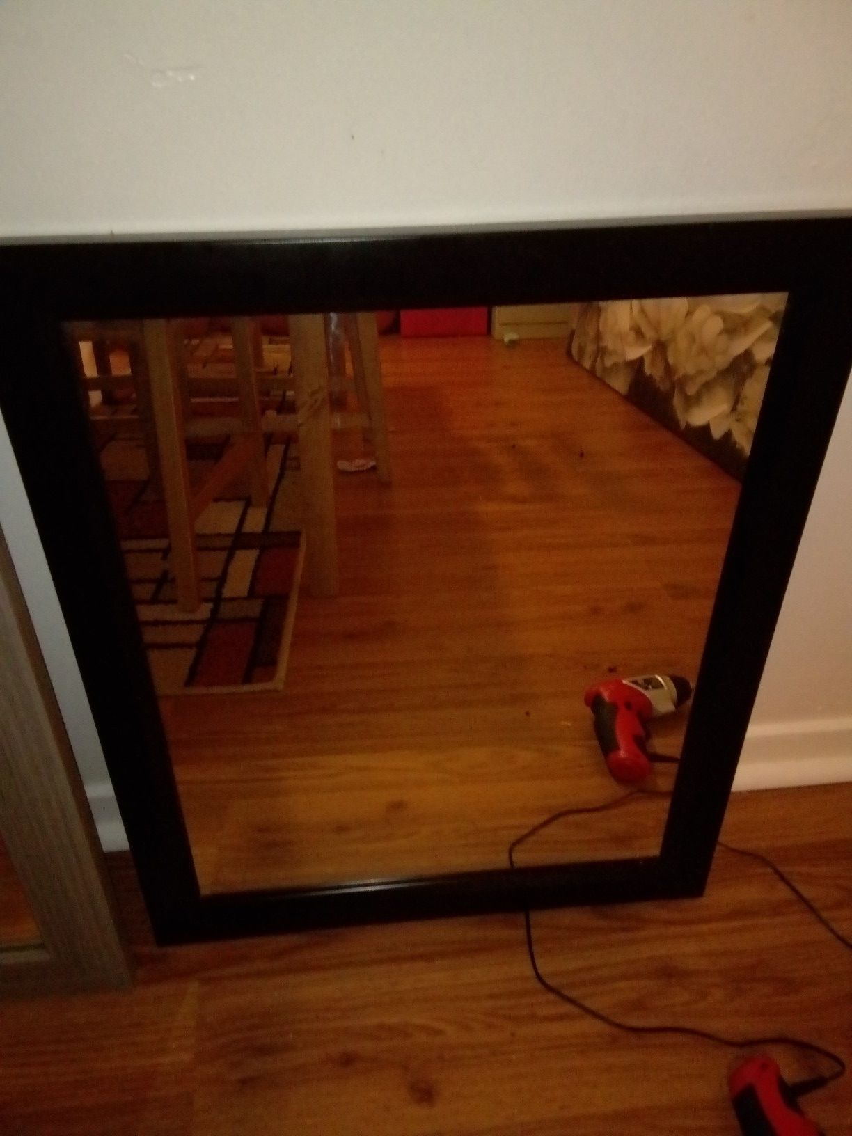 Black, medium wall mirror