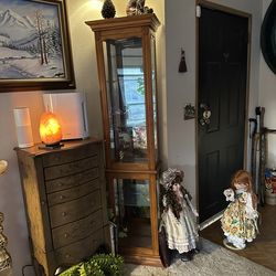 Small curio cabinet with light