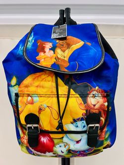Loungefly Disney Beauty & The Beast RARE Canvas Drawstring Backpack NEW