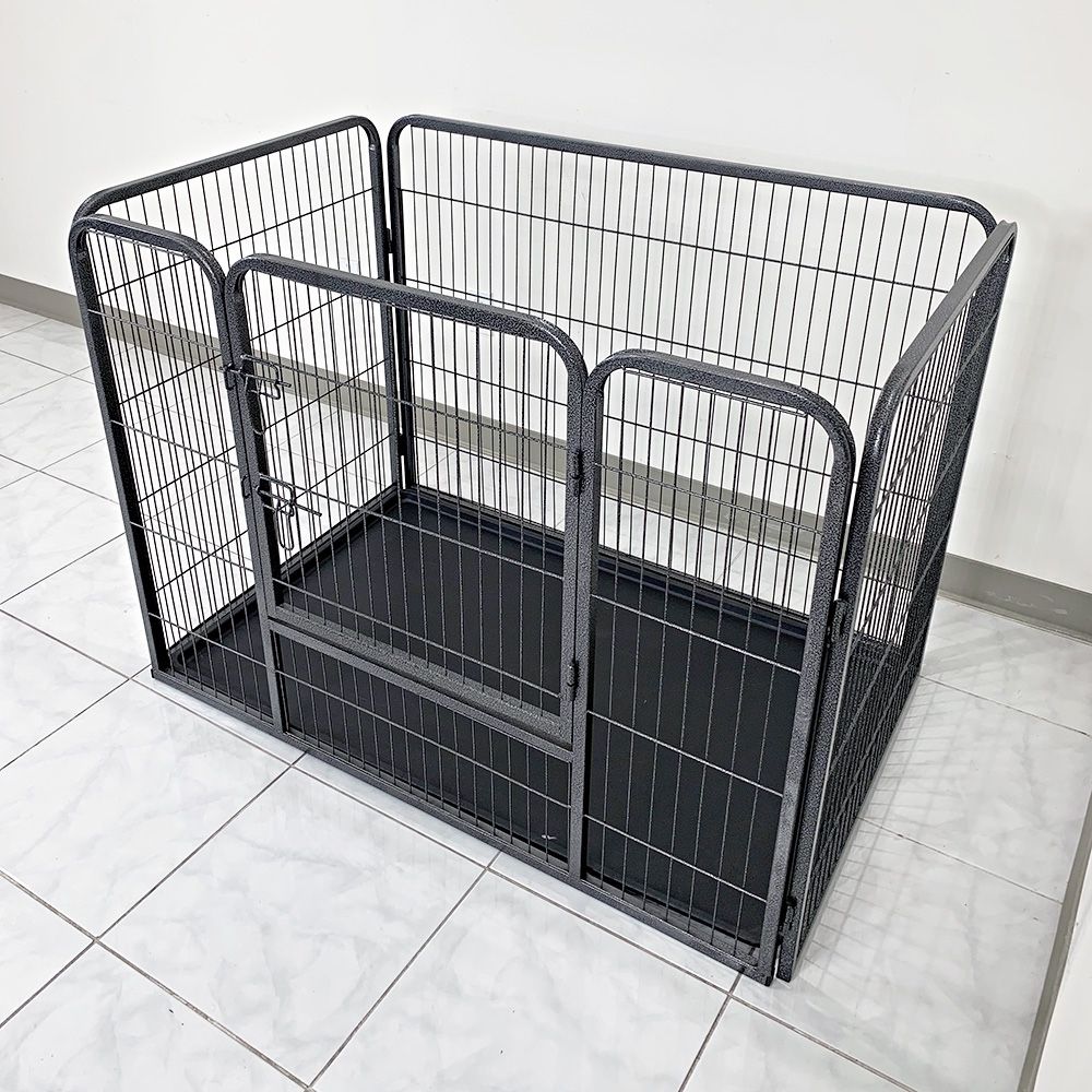 New in Box $110 Heavy Duty Pet Playpen w/ Plastic Tray, Dog Cage Kennel 4 Panels, L49” x W32” x H35”