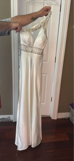 Ivory Formal Gown with Rhinestone Detail