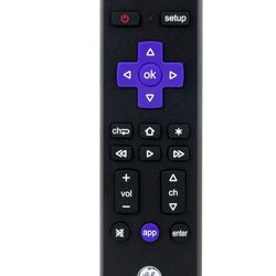 GE Roku TV Direct Replacement TV Remote Control in Black, 66814