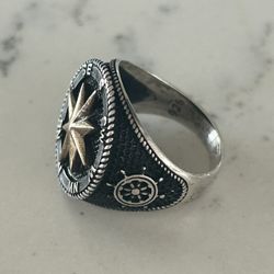 Sterling Silver Nautical / Compass Ring - Size 10