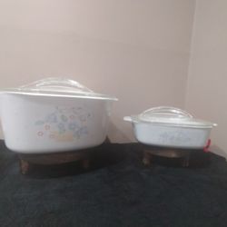 4 Piece Vintage Country Cornflower Casserole Dishes With Fin Lids
