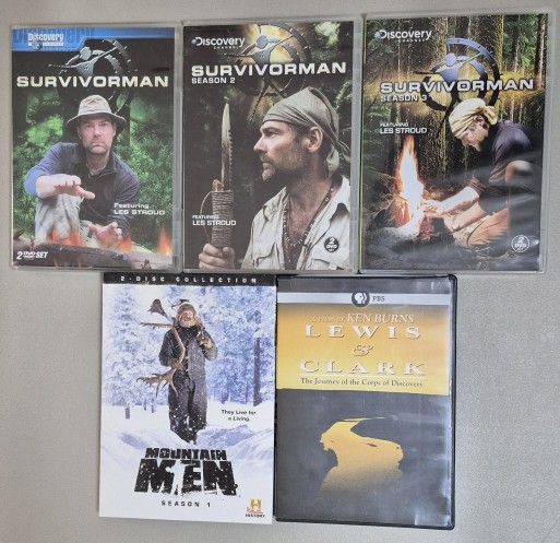 10 DVDs, SURVIVORMAN, MOUNTAIN MEN, LEWIS & CLARK