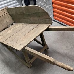 Vintage Wooden Wheelbarrow 
