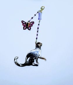 Bag Charm Or Key Ring Charm Multi Color Resin Cat