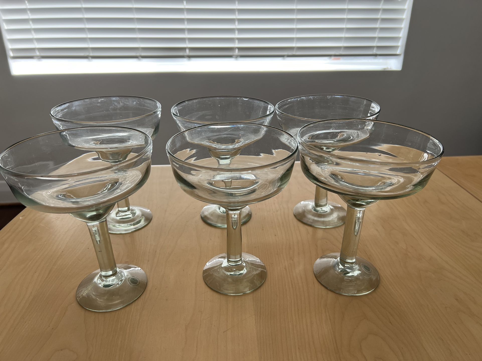Set Of 6 Pottery Barn Recycled Glass Margarita Glasses