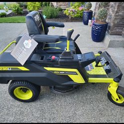 Ryobi 80V brushless 30 inch zero turn ride on mower with charger and 2 batteries