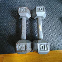 10lb Metal Hex Dumbbells-