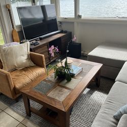 Wood And Stone Coffee/End Tables