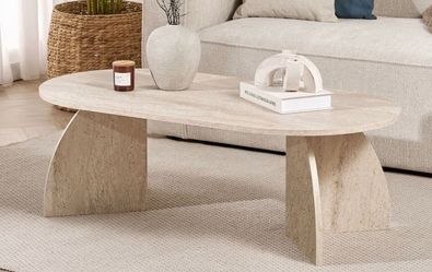 Travertine Stone Oval Coffee Table