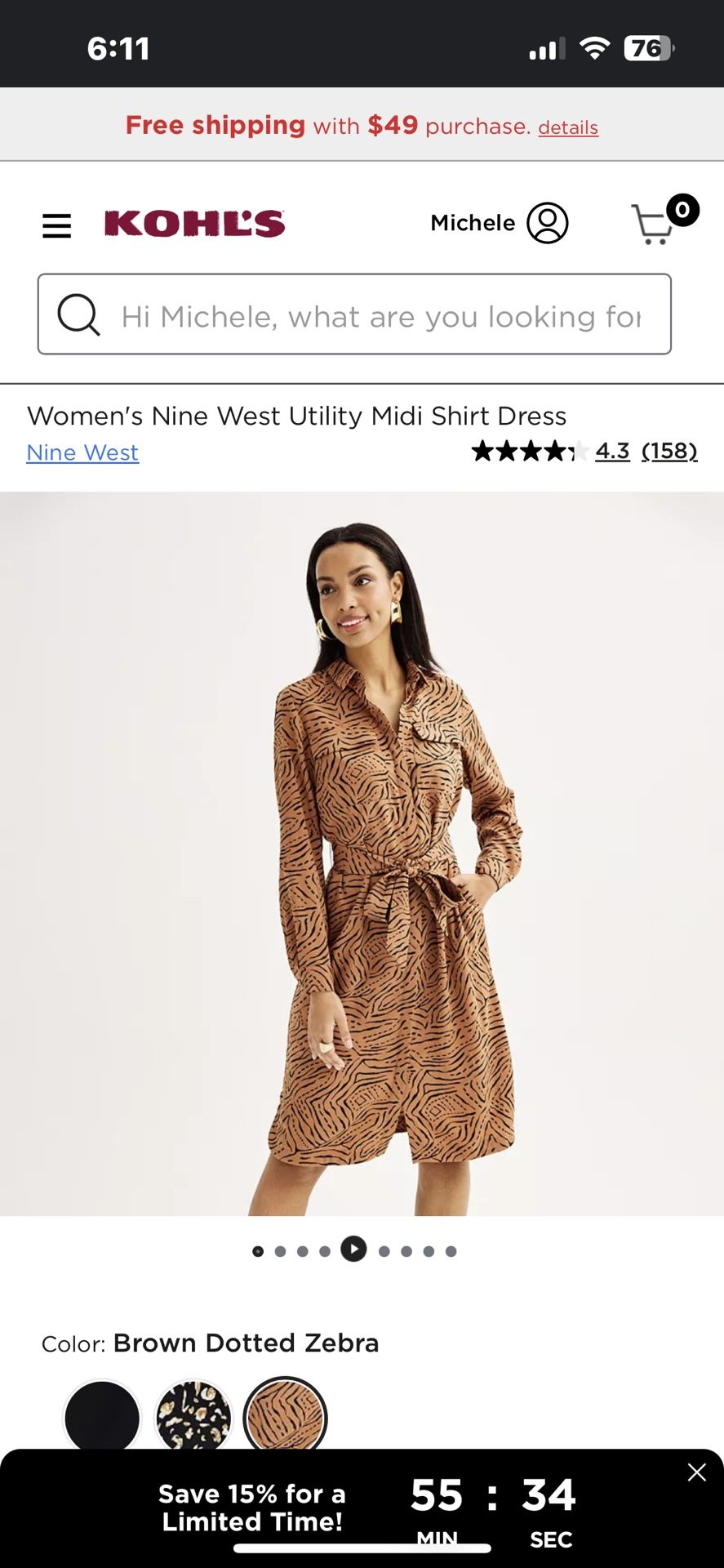 Woman’s NineWest MIDI Shirt Dress