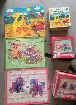 Sesame Street puzzles and my little pony!