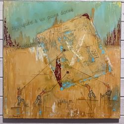 ORIGINAL Acrylic/Oil Painting "Ground Zero" (30"x 30") On Stretched Canvas by Artist Alix Brett