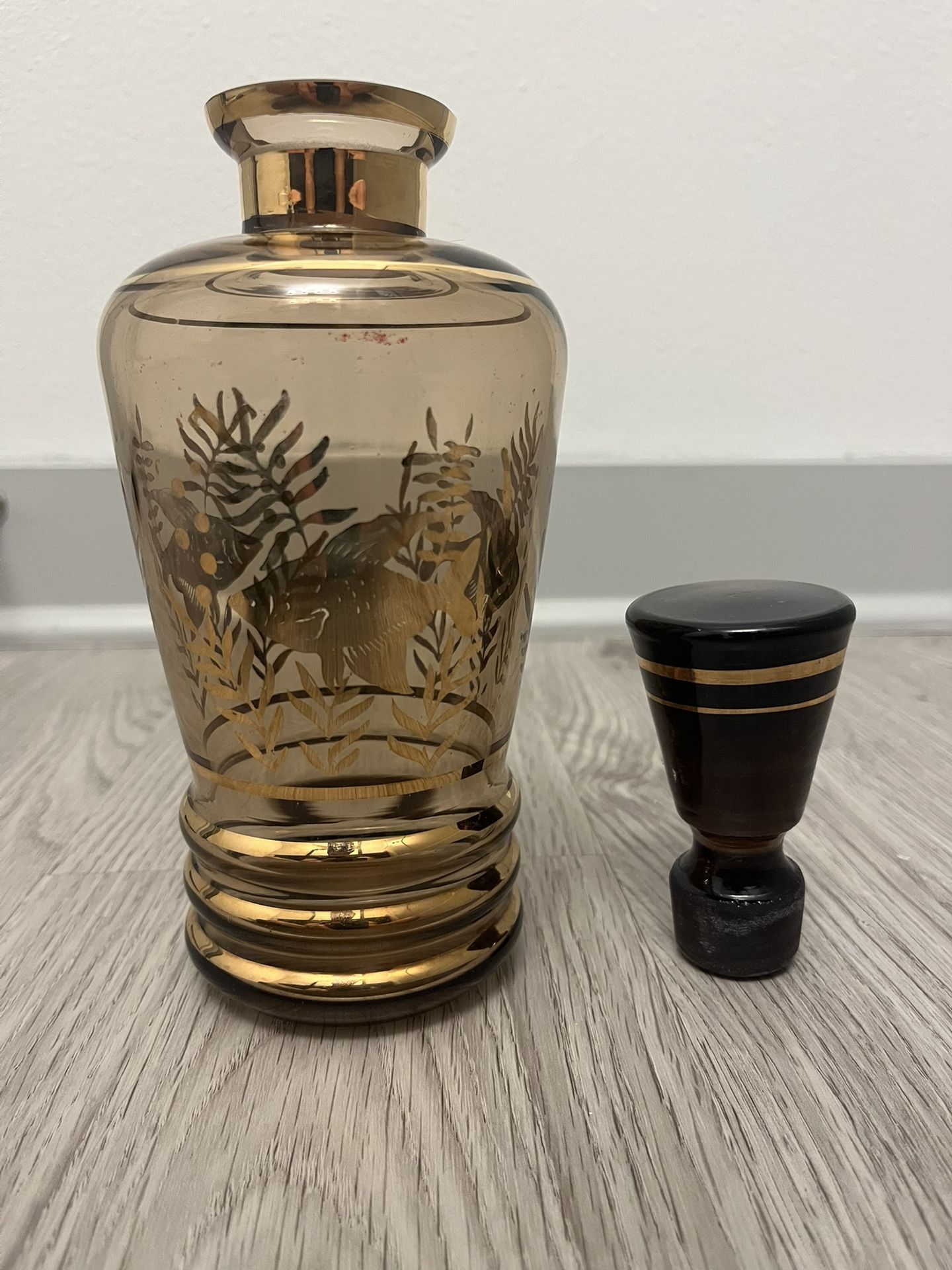 Vintage Glass Lake Themed Decanter