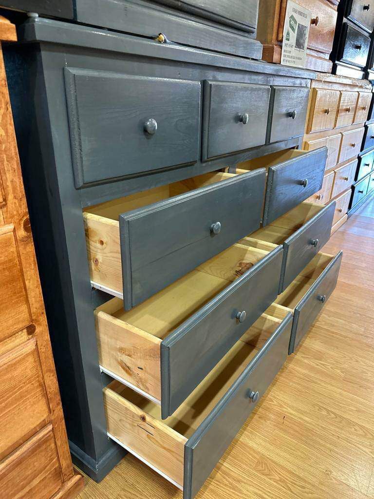 Pinewood Dresser 9 Drawer Grey 
