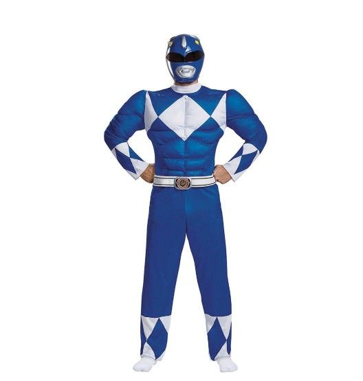 Mens Power Rangers Classic Blue Ranger Muscle Costume XXL