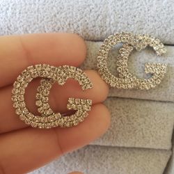 Silver CG Earring With Stone...s925 Posts 