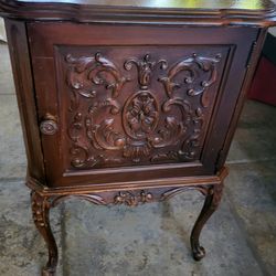 Vintage copper lined wooden humidor side table