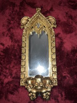 Gothic Skull Bat Mirror