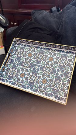 AGIOTA Coffee Table Trays for Living Room Serving Tray with Handles, Modern Large Tray for Ottoman Coffee Table