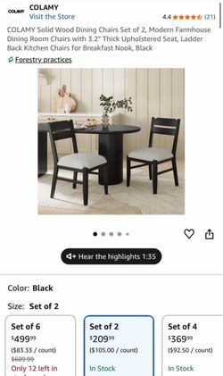 COLAMY Solid Wood Dining Chairs Set of 2