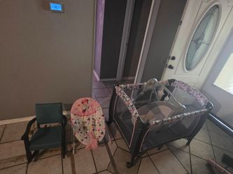 Baby crib and rocker and small chair