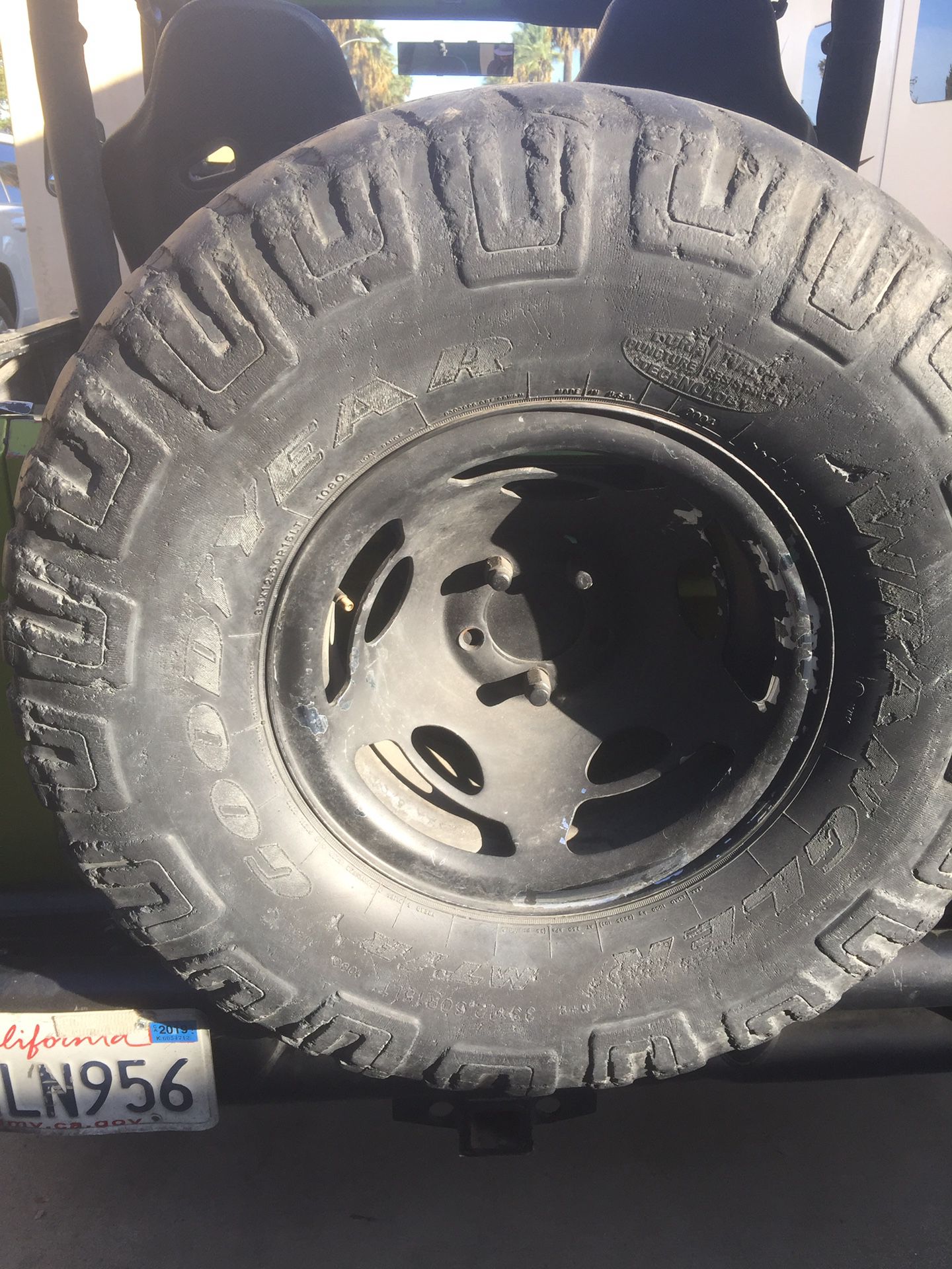 33x12.50r15 black steel wheel with Goodyear wrangler tire rim good for spare Jeep yj tj xj