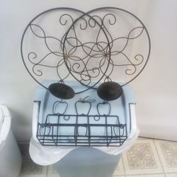 Two Candle Holders And Basket