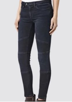 All Saints Women's Biker Cropped Skinny Jean Size 28 Low Rise Washed Black