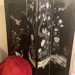 4 Panel Hand Carved Oriental Screen