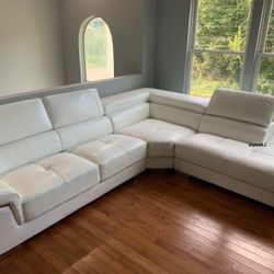White Leather Sectional 📌 Next Day Delivery,  Finance Available,  Full Leather 