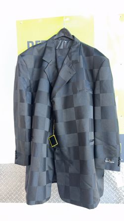 Stacy Adams Men's Suit Black 2 Piece Single Breasted Pleated 62L Pants Sizes 62L-58L