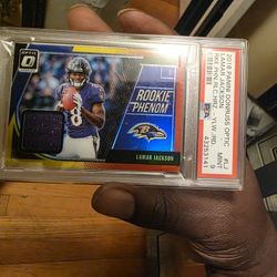 2018 Panini Donruss Optic Prizm Lamar Jackson Rookie Phenom Jersey Mint 9