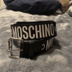 MOSCHINO Men’s Allover Logo Leather Belt