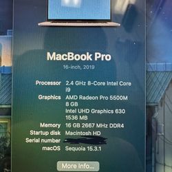 Apple Macbook Pro 16” 2019