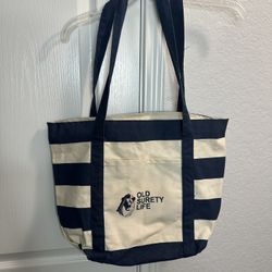 Navy Striped Tote Bag 