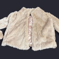 Bardot Faux Fur Jacket – Cream Plush Soft Coat Size 8/Medium 